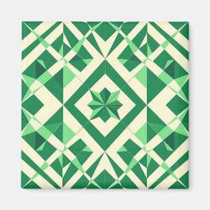 Emerald Green Geometric Star Pattern Magnet