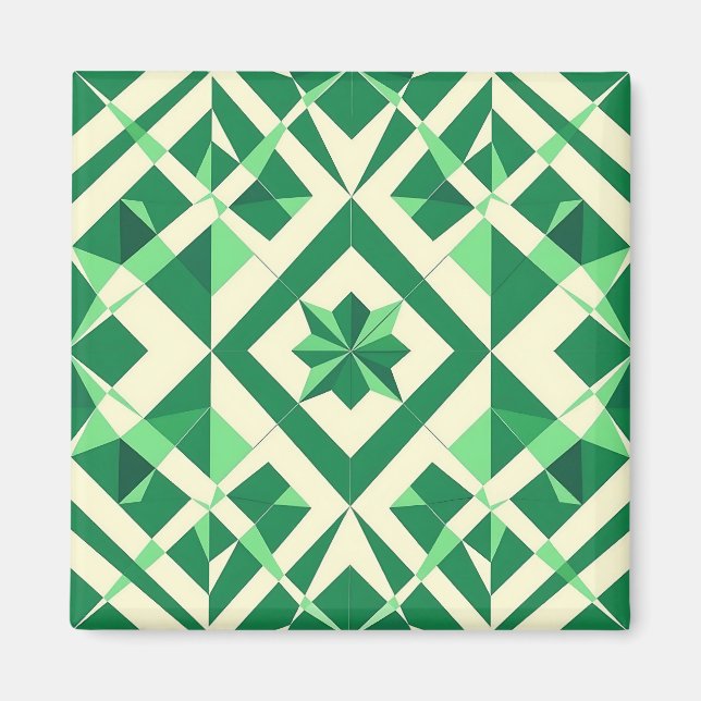 Emerald Green Geometric Star Pattern Magnet (Front)