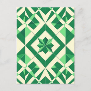 Emerald Green Geometric Star Pattern Postcard