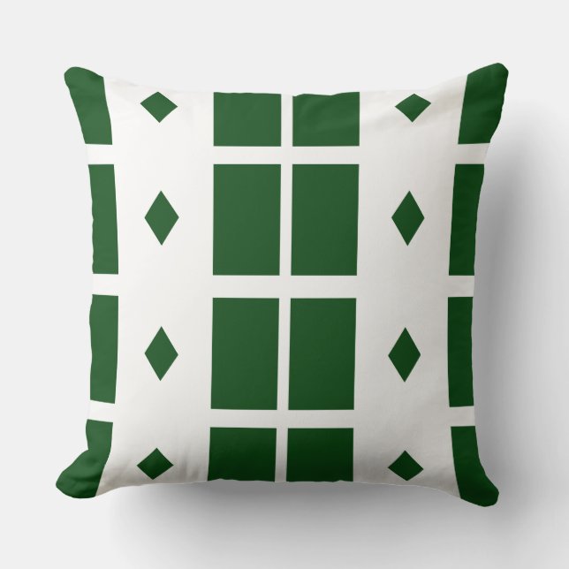 Emerald Green Geometric Throw Pillow (Front)