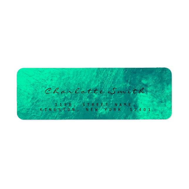 Emerald Green Glass Metal Return Address Labels (Front)