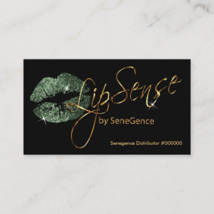 Emerald Green Glitter and Gold Lips Business Card