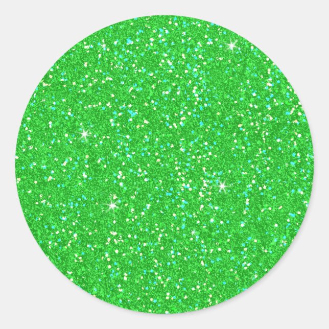 Emerald Green Glitter Effect Sparkle Classic Round Sticker (Front)