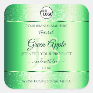 Emerald Green Glitter Product Labels Monogram Logo
