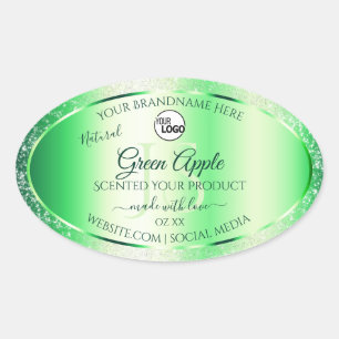 Emerald Green Glitter Product Labels Monogram Logo