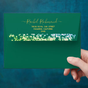 Emerald Green Glitter Silver Elegant Modern  Envelope