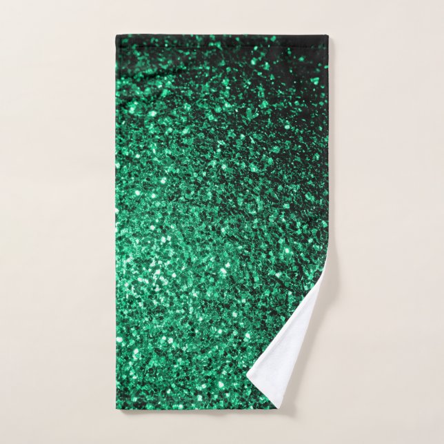 Emerald Green glitter sparkles Hand Towel (Hand Towel)