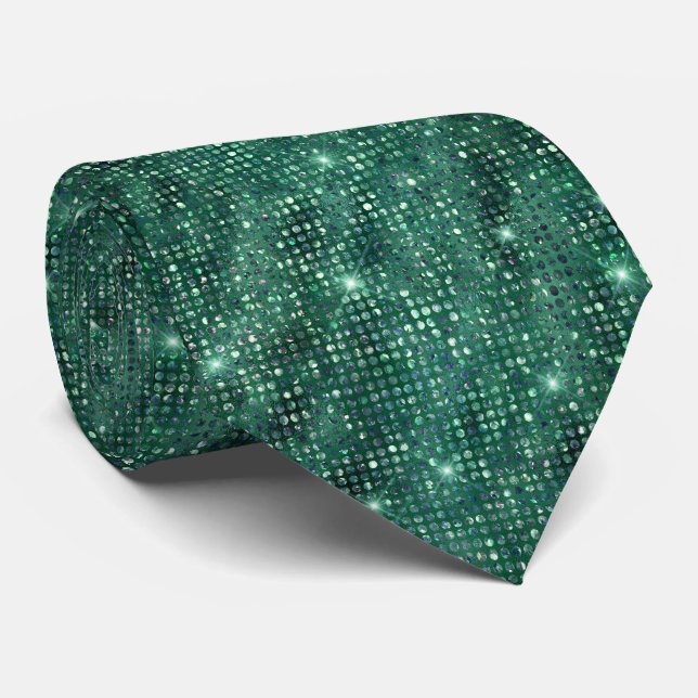Emerald Green Glitter Tie (Rolled)