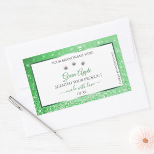 Emerald Green Glitter White Product Labels Jewels