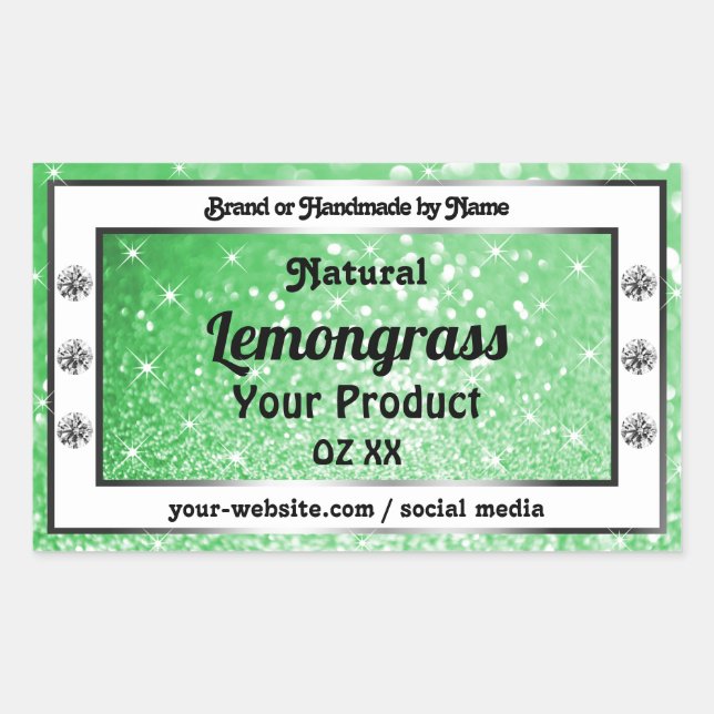 Emerald Green Glitter with Diamonds Product Labels (Front)