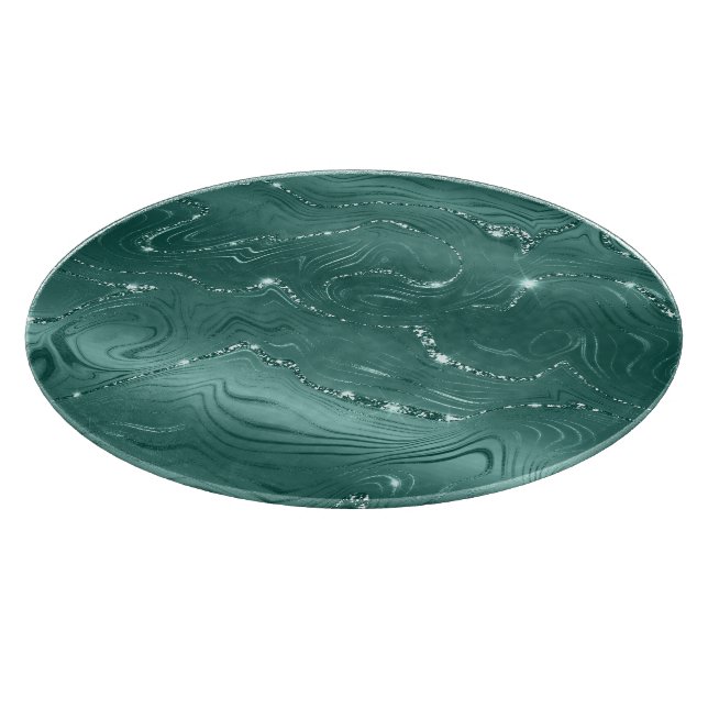 Emerald Green Glitzy Marble Christmas Cutting Board (Corner)
