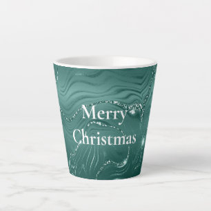 Emerald Green Glitzy Marble Latte Mug