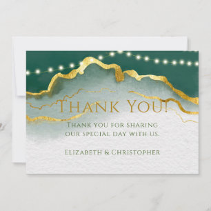 Emerald Green Gold Agate and Light Thank You Cards