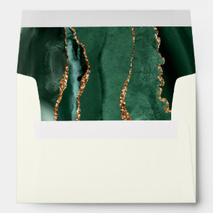 Emerald Green Gold Agate Ivory Wedding Envelope