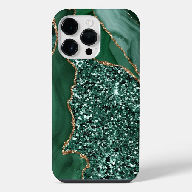 EMERALD GREEN & GOLD AGATE PATTERN iPhone CASE (Back)