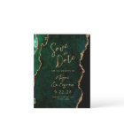 Emerald Green Gold Agate QR Code Save the Date