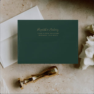 Emerald Green Gold Agate Wedding Envelope