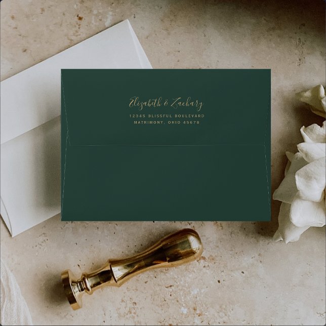Emerald Green Gold Agate Wedding Envelope (Creator Uploaded)
