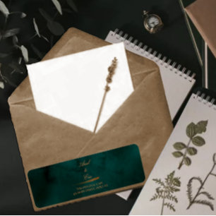 Emerald Green Gold Agate Wedding Return Address Label