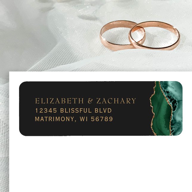 Emerald Green Gold Agate Wedding Return Address Label (Creator Uploaded)