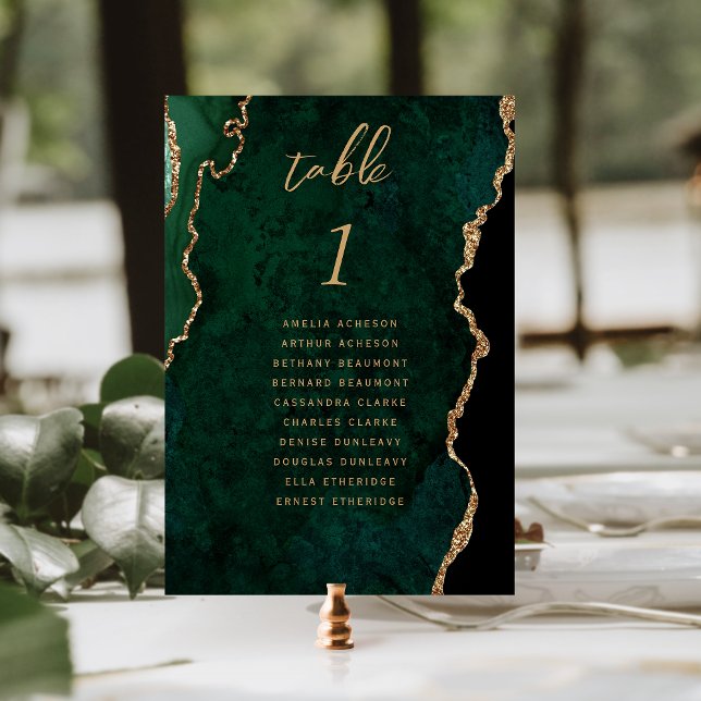 Emerald Green Gold Agate Wedding Table Number (Creator Uploaded)