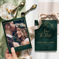 Emerald Green & Gold Botanical Elegant Photo
