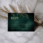 Emerald Green & Gold Botanical Elegant Wedding RSVP Card<br><div class="desc">Emerald Green & Gold Botanical Elegant Wedding RSVP Card</div>