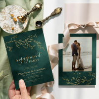 Emerald Green & Gold Botanical Engagement Party