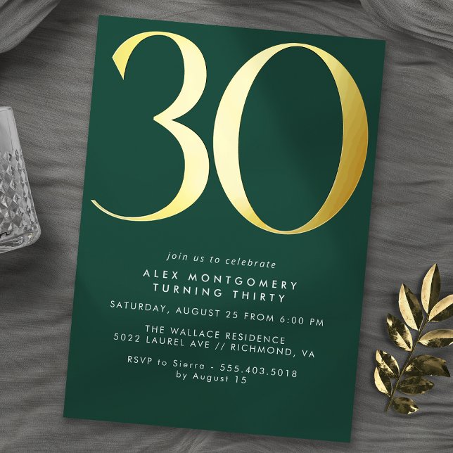 Emerald Green & Gold | Contemporary 30th Birthday (Creator Uploaded)