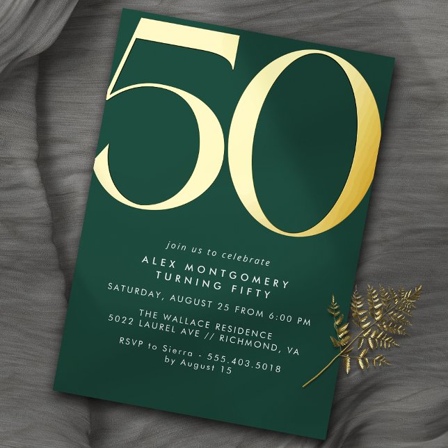 Emerald Green + Gold | Cool Modern 50th Birthday (Creator Uploaded)