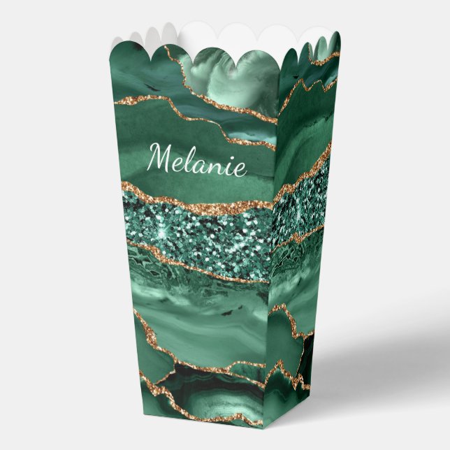 Emerald Green Gold Custom Your Name Popcorn Box (Front)