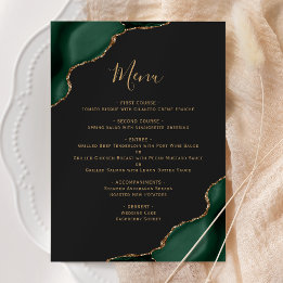 Emerald Green Gold Dark Wedding Menu