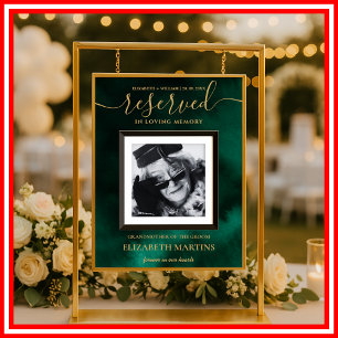 Emerald Green & Gold Deceased Reserved Seat Sign 