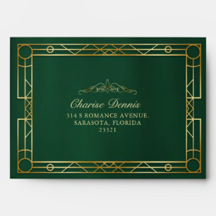 Emerald Green Gold Embellishment Decorative Frame Envelope