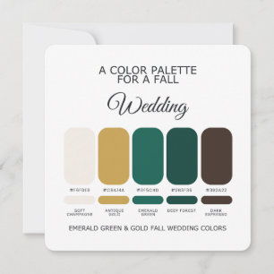 Emerald Green Gold Fall Wedding Palette 2026 Card