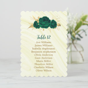 emerald green gold floral geometric seating chart invitation