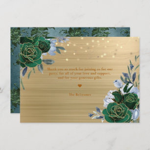 Emerald Green Gold Floral Thank You Card