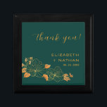 Emerald Green Gold Floral Wedding Thank You Gift Gift Box<br><div class="desc">The Classy Emerald Green Gold Floral Foliage Wedding thank you gift box features golden floral/foliage pattern against timeless emerald green. ♥ View the collection on this page to find matching products. ♥Customise it with your text by using the template fields. ♥ If you want to change the font style, colour...</div>