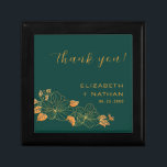 Emerald Green Gold Floral Wedding Thank You Gift Gift Box<br><div class="desc">The Classy Emerald Green Gold Floral Foliage Wedding thank you gift box features golden floral/foliage pattern against timeless emerald green. ♥ View the collection on this page to find matching products. ♥Customise it with your text by using the template fields. ♥ If you want to change the font style, colour...</div>