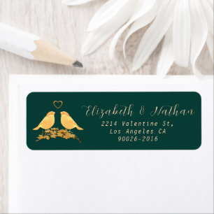 Emerald Green & Gold Flowers Return Address Label