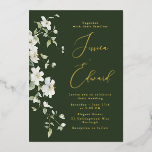 Emerald Green & Gold Foil + Wildflower Wedding