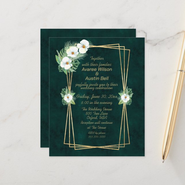  Emerald Green Gold Frame Floral (Front/Back In Situ)