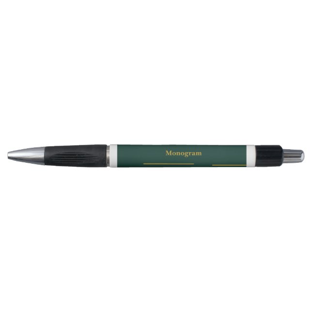 Emerald Green  Gold GeometricLine Personalised Pen (Front)