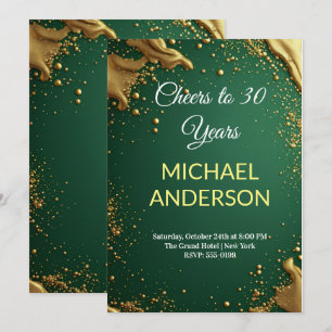 Emerald Green Gold Glitter 30th Birthday Invitatio Invitation