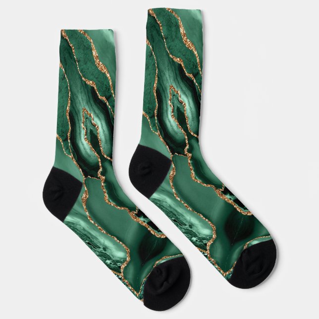 Emerald Green Gold Glitter Socks (Right)
