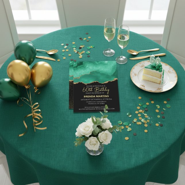 Emerald Green Gold Glitter  Watercolor Invitation (Creator Uploaded)