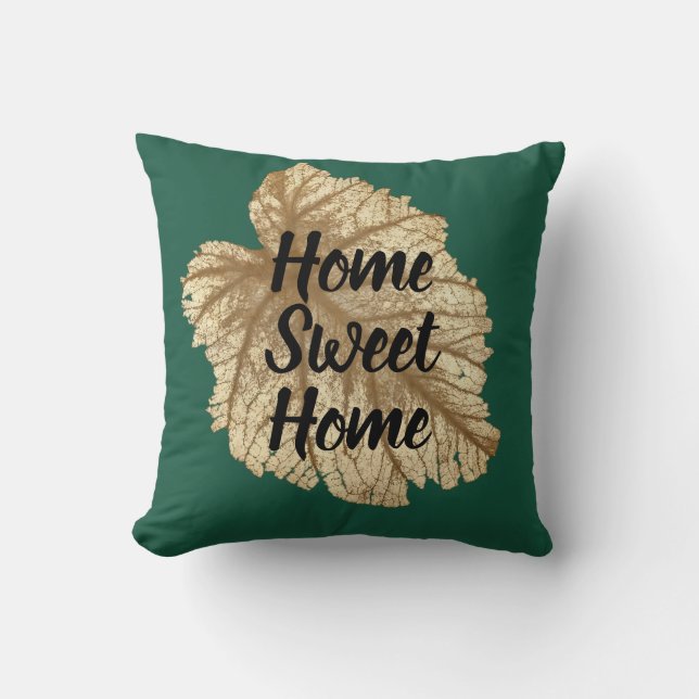 Emerald Green Gold Home Sweet Home Elegant Luxury  Cushion (Front)