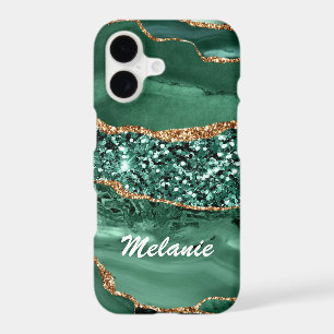 Emerald Green Gold iPhone Case Personalised Name