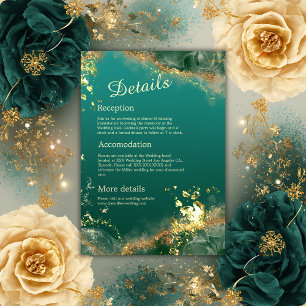 Emerald green gold jewel tones wedding enclosure card