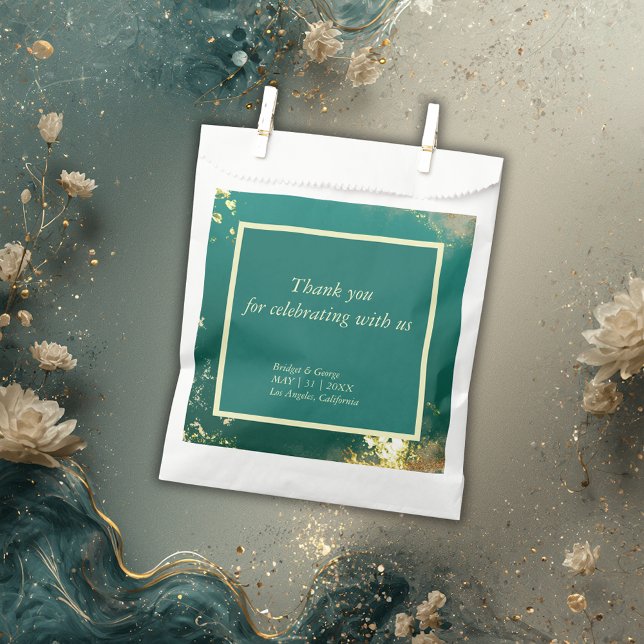 Emerald green gold jewel tones wedding favour bag (Creator Uploaded)
